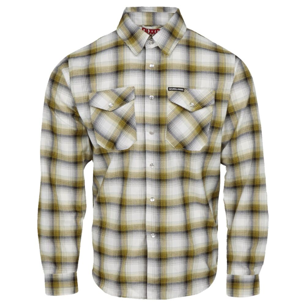 DIXXON x Sublime 40oz To Freedom Men's Flannel Snap Shirt White/Yellow Large